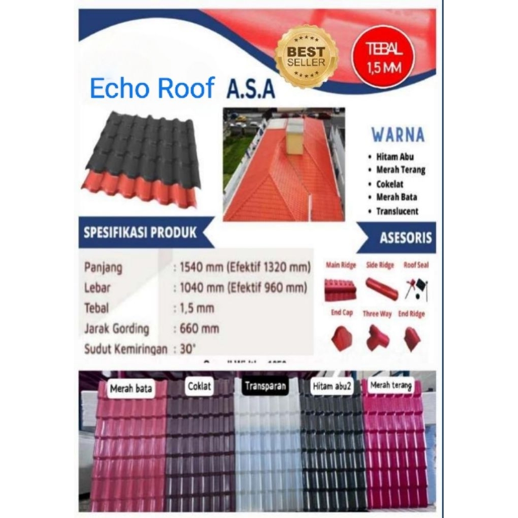 Genteng UPVC 1040x1540 Tebal 1.5mm Murah IS