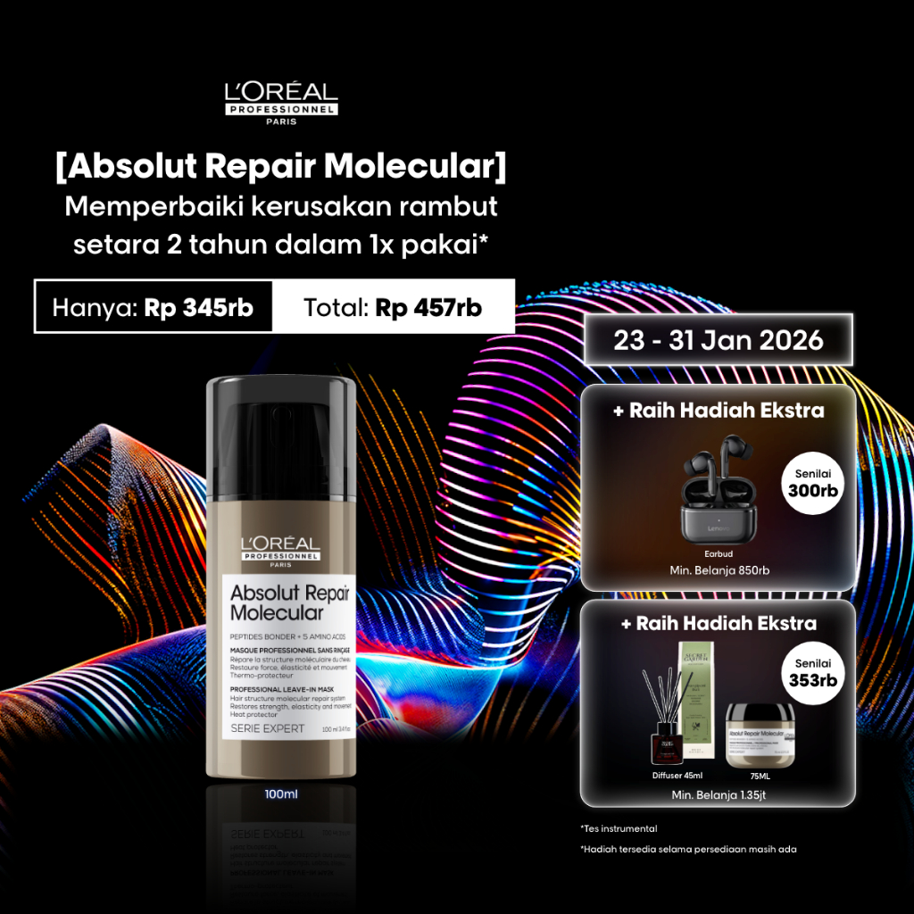 Absolut Repair Molecular masker rambut tanpa bilas dengan Peptides Bonder & Amino Acid untuk memperb
