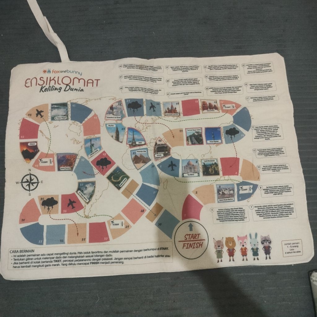 FOX AND BUNNY ENSIKLOMAT Keliling Dunia Karpet Permainan Preloved