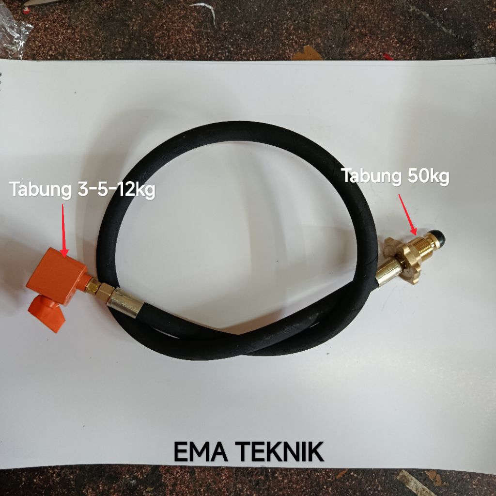 Selang transfer gas Pigtail 50kg ke gas LPG 3-5-12kg