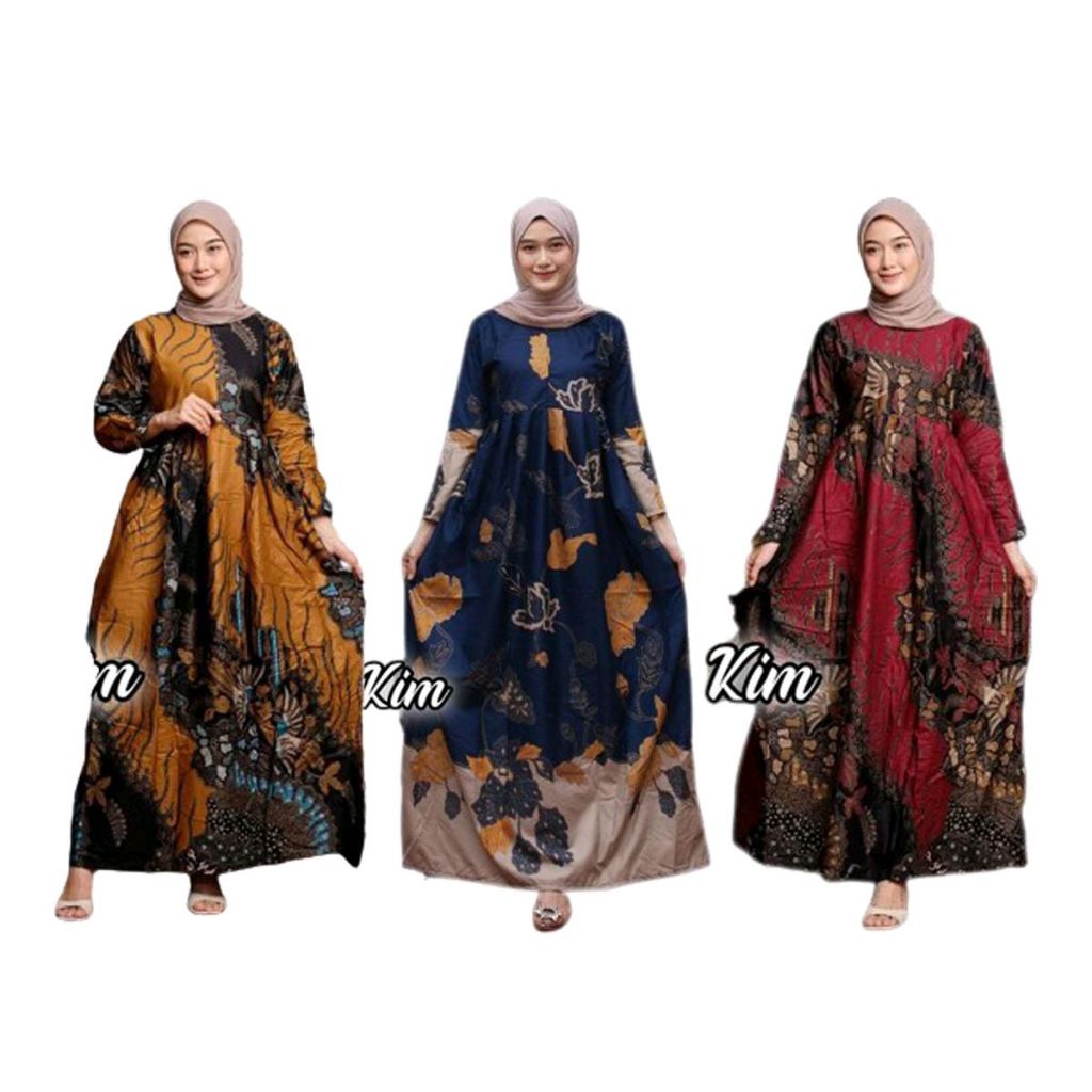 Gamis Batik Elegan -Busui Frendly - Gamis muslim Wanita Jumbo standrt