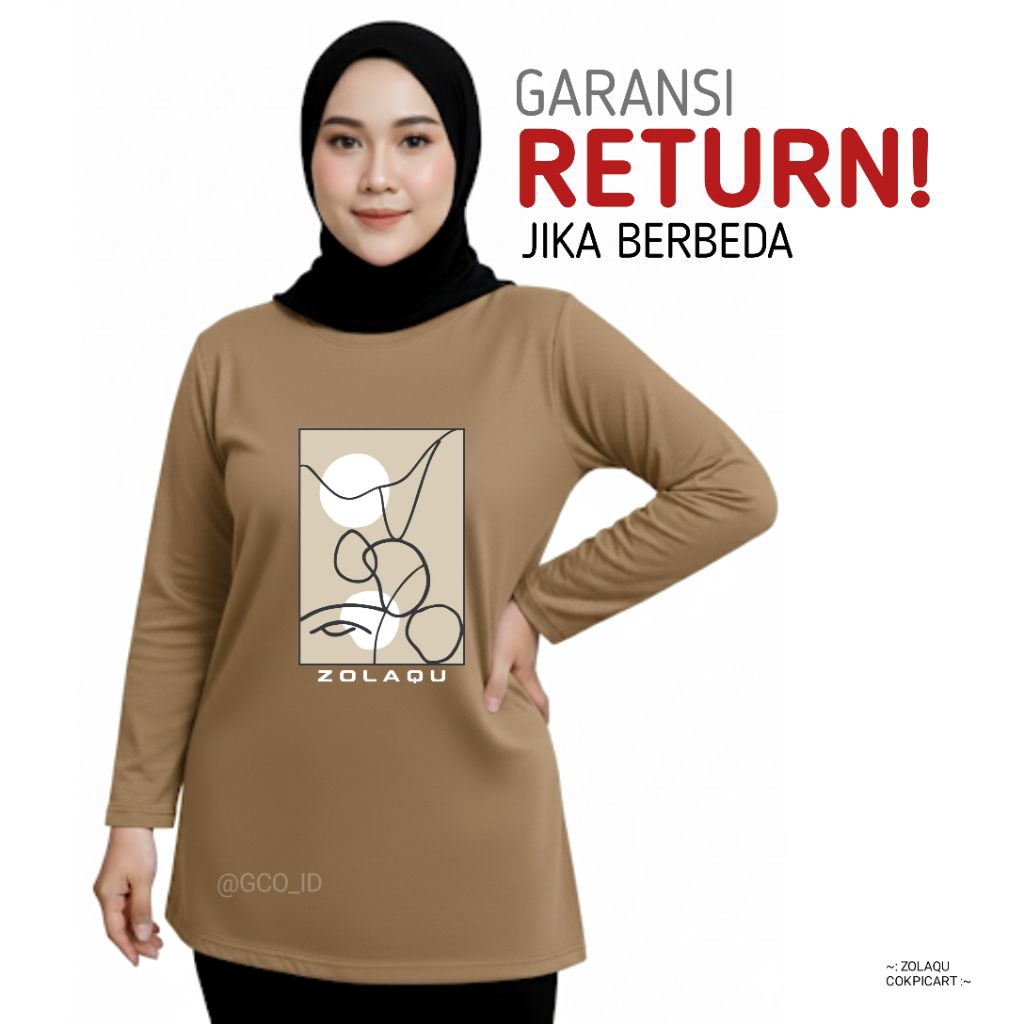 Kaos Zolaqu Original 2026 Nyaman Tebal Adem Lengan Panjang Polos Motif Ekslusif Coklat Katun 24s