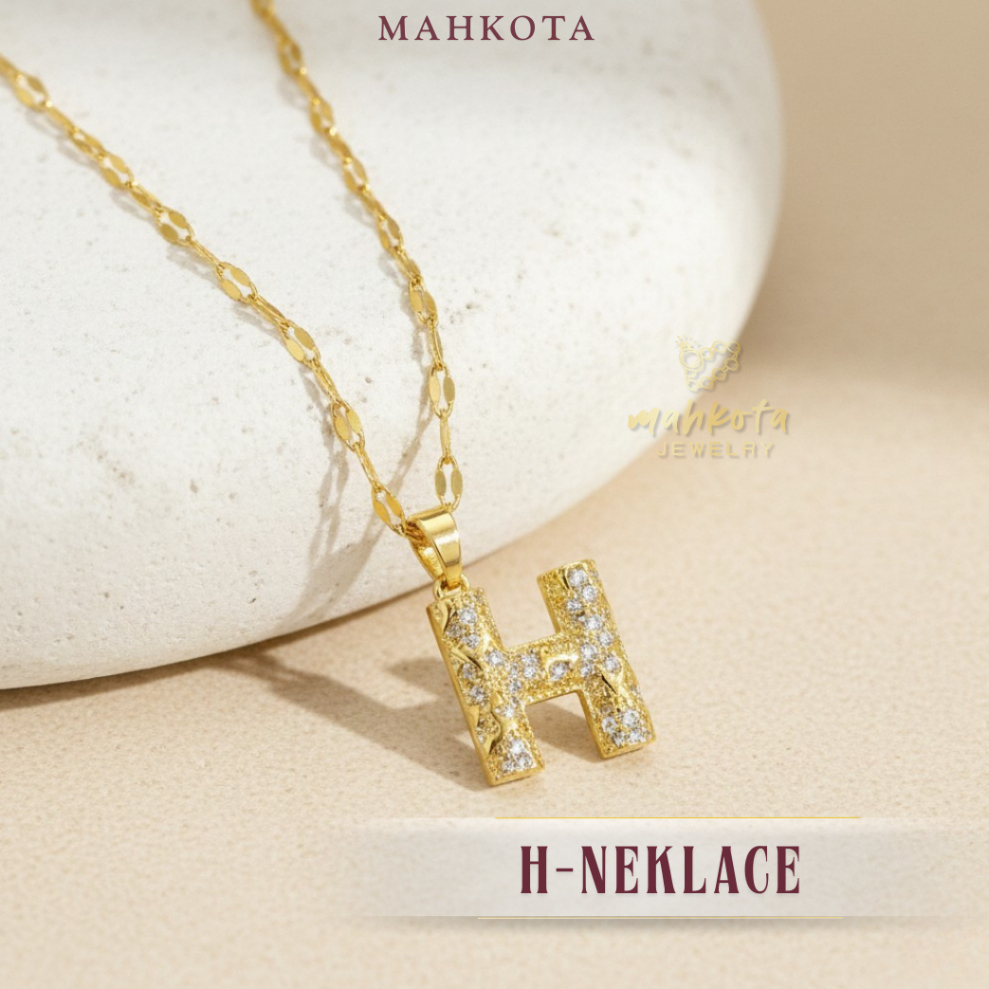 K03 Kalung Wanita Korean 6 Lapis Pelapisan Emas 18KGP • Liontin Huruf H • Anti Karat Anti Luntur • F