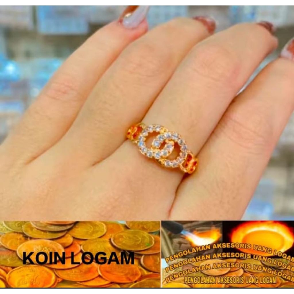 TERBUAT DARI BAHAN KOIN LOGAM ASLI 1991 CINCIN MEWAH LAPIS EMAS