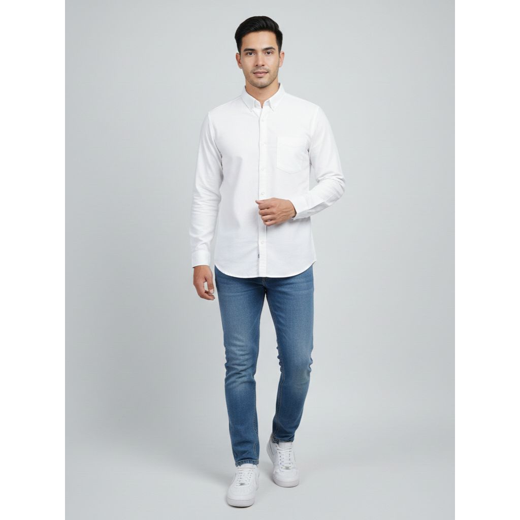 ROLLICK - KEMEJA POLOS PANJANG PENDEK HITAM & PUTIH KAIN KATUN SIGARET PREMIUM BERKUALITAS | KEMEJA 