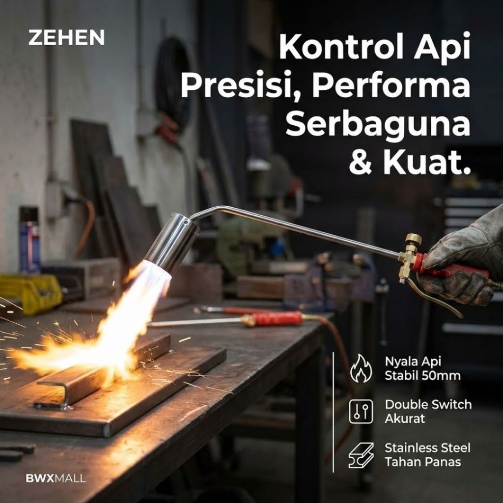 ZEHEN Alat Bakar Gas LPG 50mm Welding Torch Double Switch Flamethrower Pemanas Aspal Bakar Kulit Dag