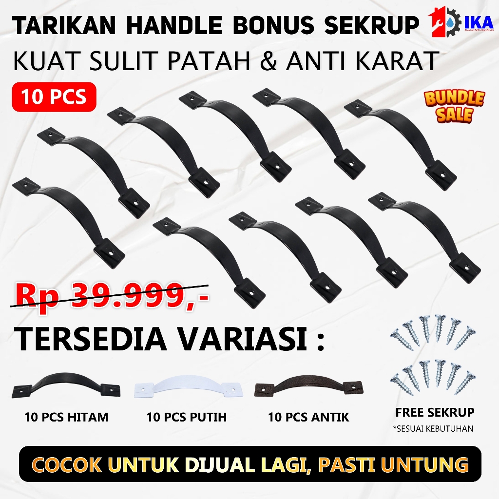 10Pcs Handle Silver Antik Hitam, Handle Lemari, Handle Laci - 10 pcs tarikan laci / Handel Laci Tari