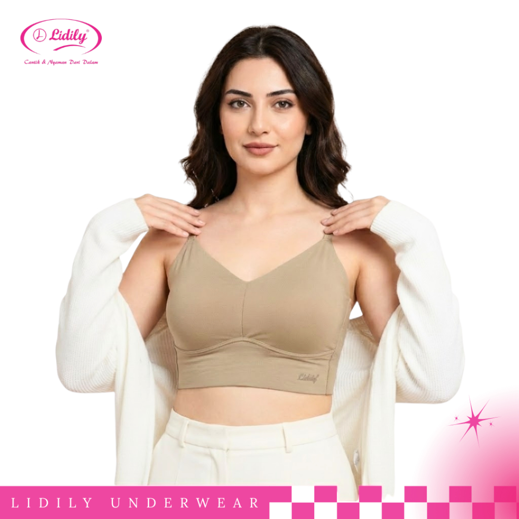 Lidily - Tanktop Bra Seamless Bh Busa Tanpa Kawat Push Up Bralette Crop Top Anti Nyeplak F6017