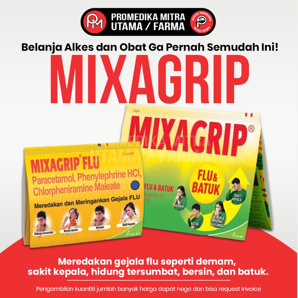 Mixagrip Flu dan Flu Batuk/Obat batuk pilek/Strip