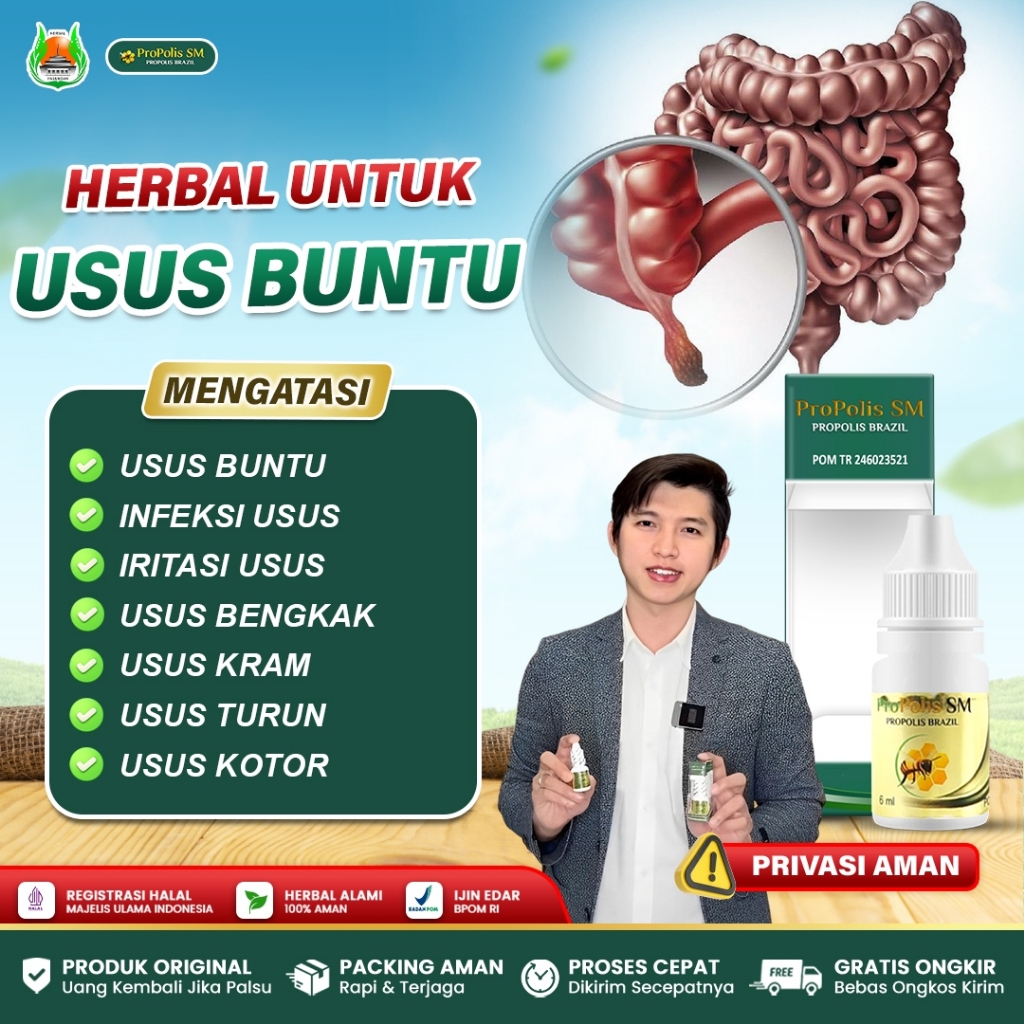 Obat Radang Usus Buntu, Infeksi Usus, Iritasi Usus, Usus Bengkak, Kram Usus - Propolis SM Original