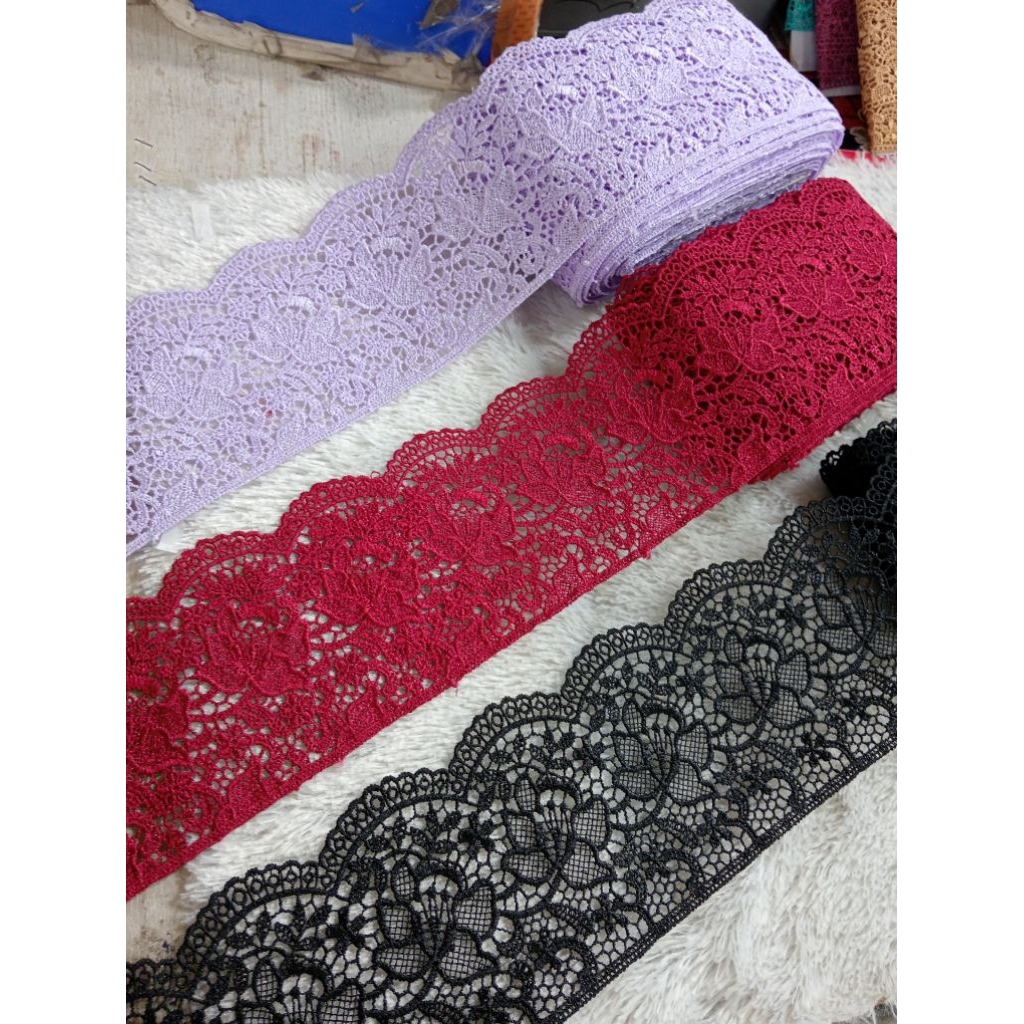 RENDA BORDIR RENDA ZIPER RENDA PINGGIRAN LEBAR 10CM (45CM)