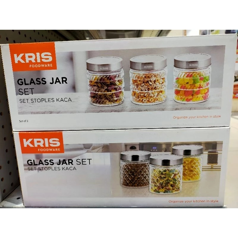 KRIS GLASS JAR SET 3 PCS STOPLES 750 ML (DUS SEDIKIT DIMAKAN RAYAP TAPI BARANG MASIH BAGUS)