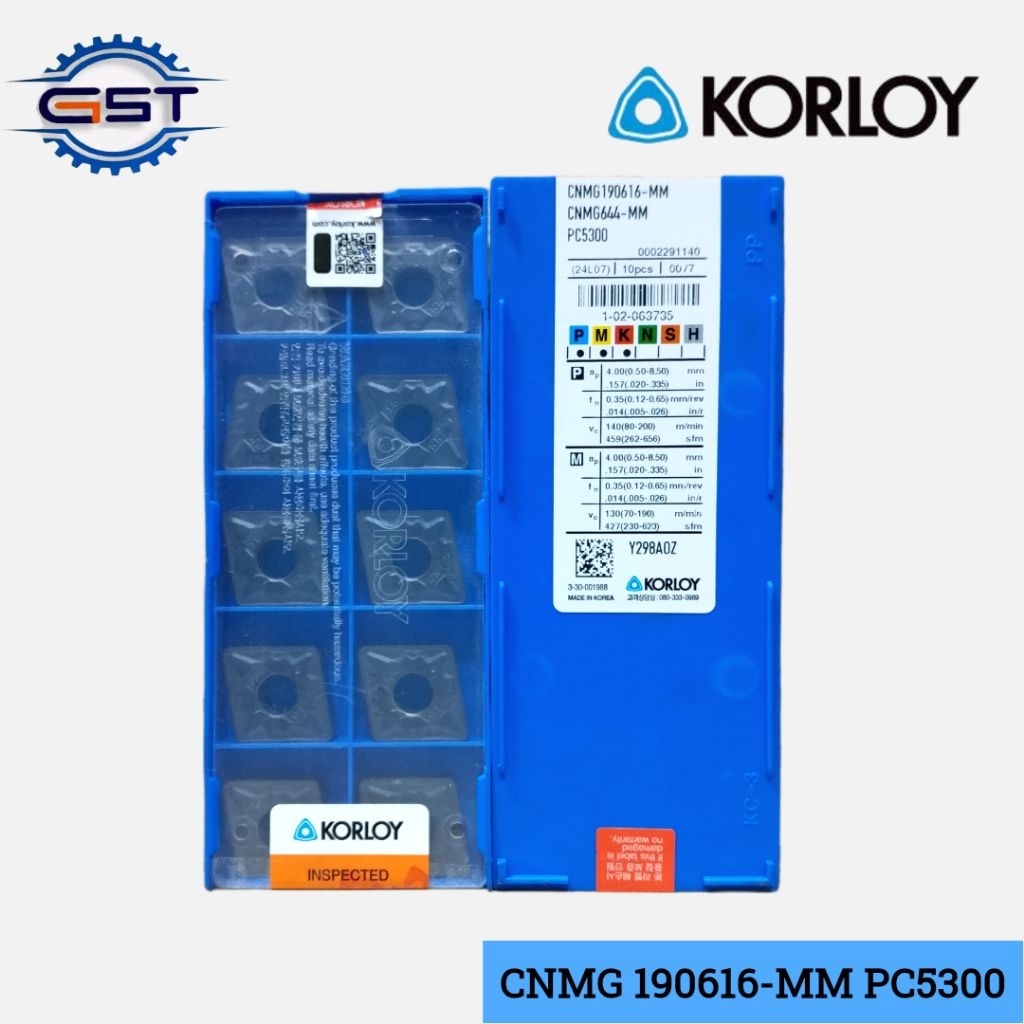Insert CNMG190616-MM PC5300 KORLOY pahat bubut CNMG 190616 mata pisau CNMG 19 06 16
