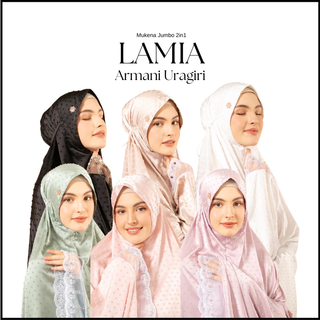 PROMO 2.2  Mukena Lamia Dewasa Jumbo Bahan Silk Uragiri Mukena 2 in 1