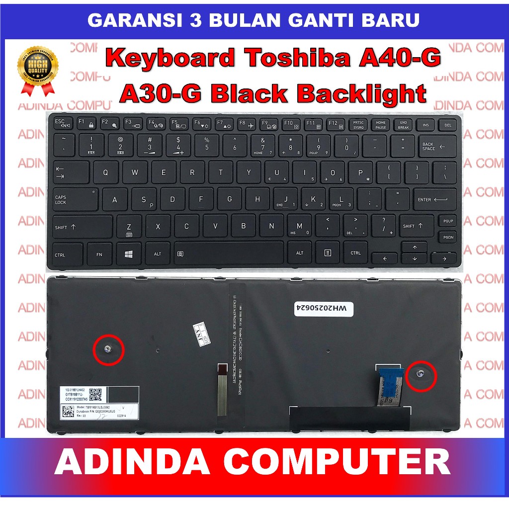 Keyboard Toshiba Dynabook Tecra A40-G A40-G-0GH003 A30-G A30G A40-G-0GK003 A40-G-103 A40-G-10F A40-G