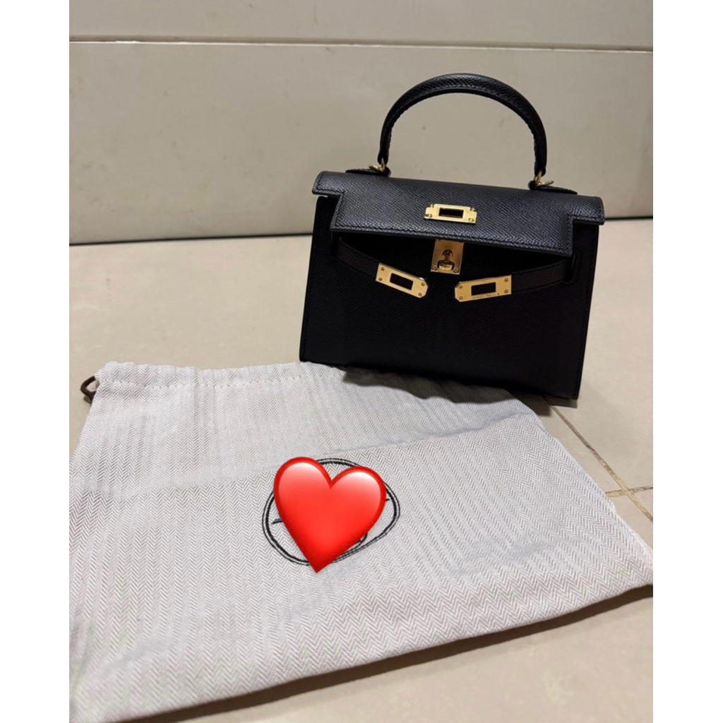 H Mini Kelly 19cm Black GHW not studio luxco mm luxe mmluxe hide luxury madame luxe
