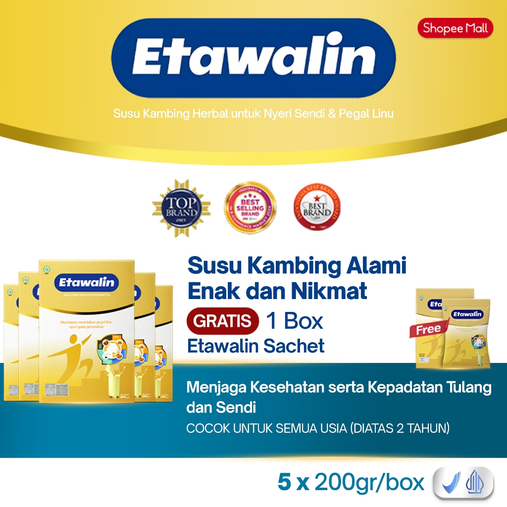 Etawalin - Susu Rasa Enak & Nikmat Untuk Semua Usia 5 Box Bonus Etawalin Sachet