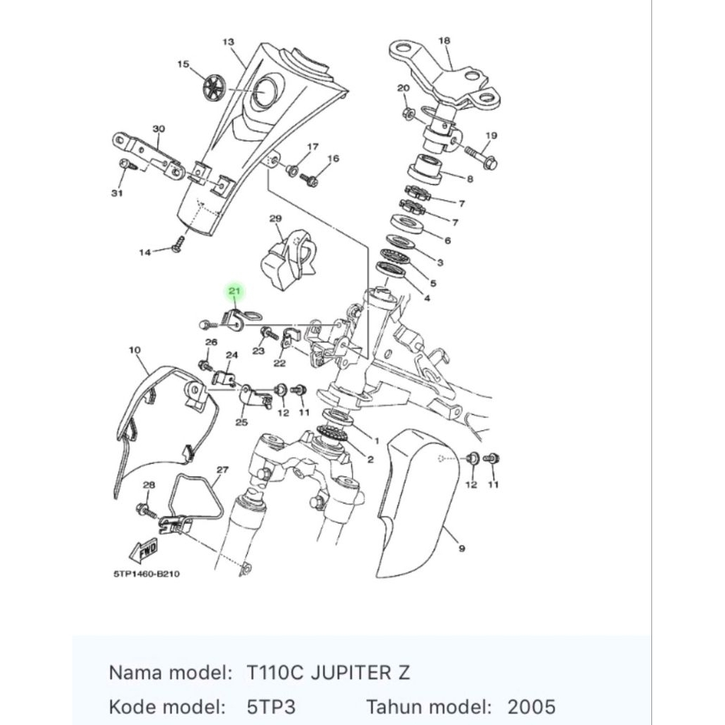 Breket Dudukan Selang Rem Depan 5TP-F5876-00 Jupiter Z Komeng