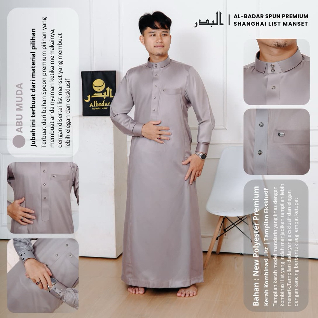 GAMIS PRIA STLE “DUBAY”  POLOS  LENGAN MANSET /GAMIS PRIA AL BADAR KAIN POLIESTER HALUS MENGKILAP /G