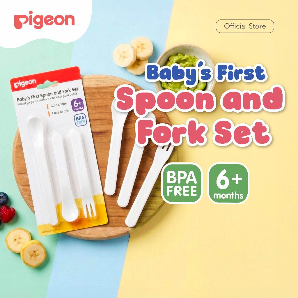 PIGEON Spoon and Fork Set | Feeding Set | Alat Makan Bayi | Peralatan Makan Bayi | Alat Makan Bayi M