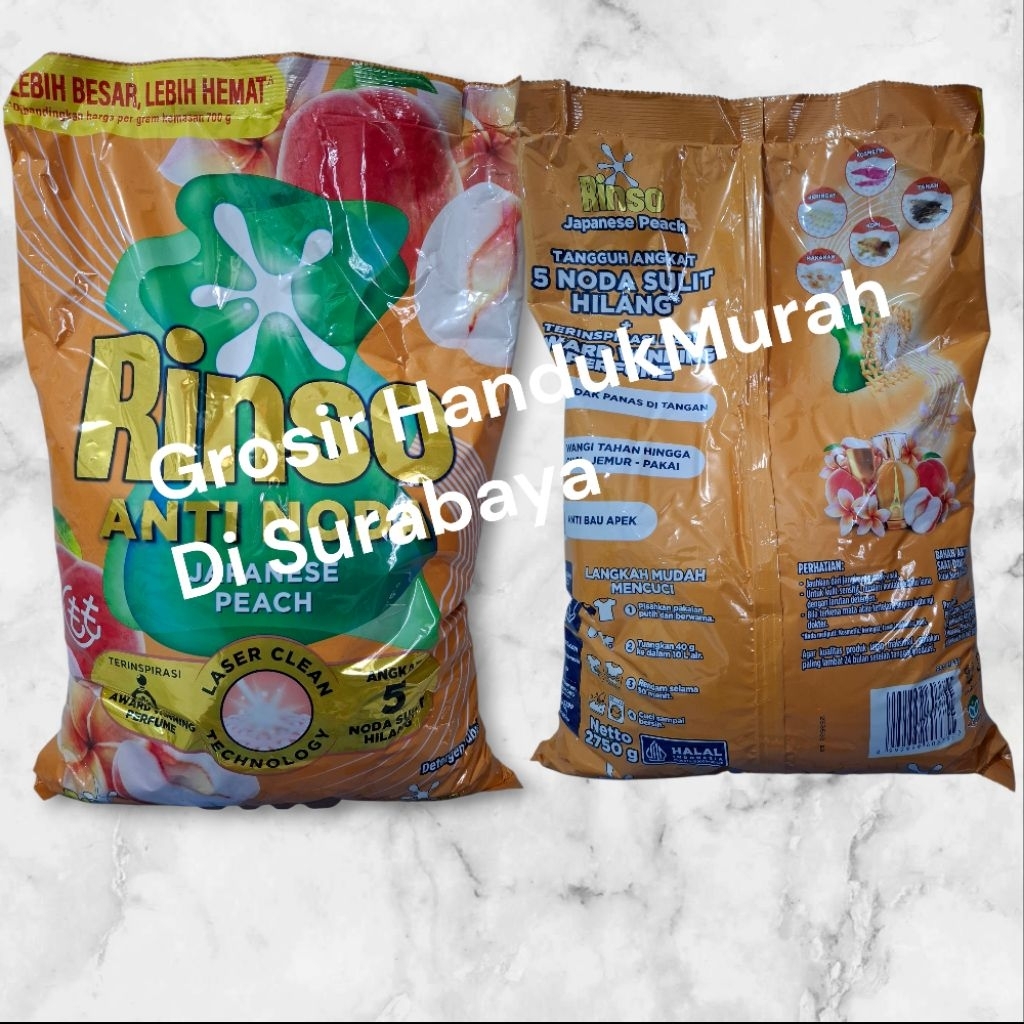 Rinso Baru Detergent  Bubuk Varian Japanese Peach 2750 Gram.ORIGINAL & SEGEL.READY SIAP KIRIM