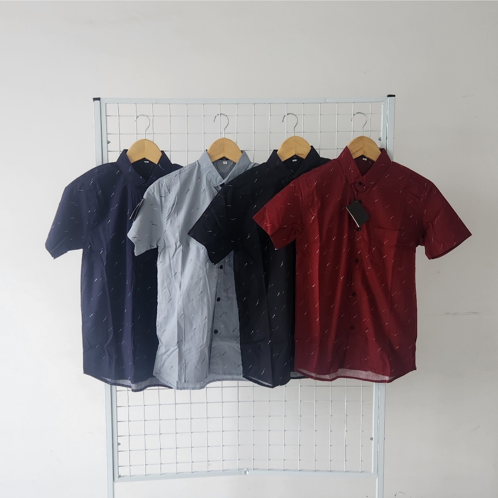 CALVINO Kemeja Anak Tanggung ABG S Remaja Lengan Pendek Motif STRETCH Kemeja Cowok Casual Trendy Har
