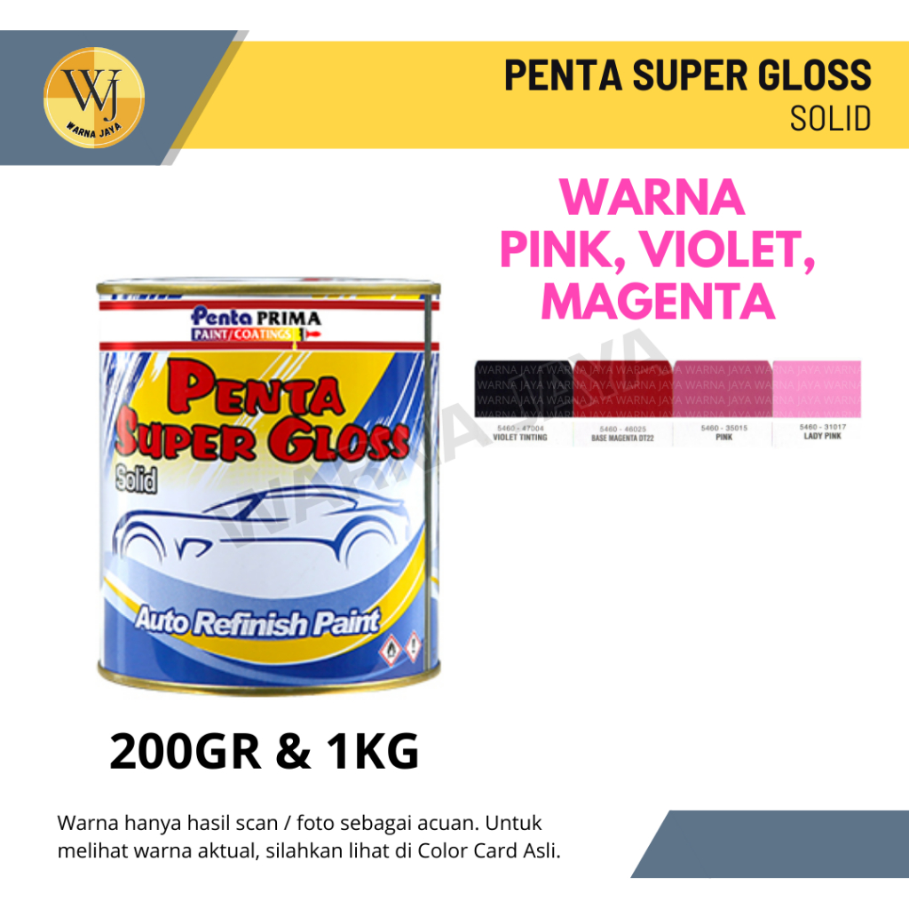 Cat Penta Super Gloss NC Solid 200 Gram, 1 Kg Warna Pink, Violet, Magenta