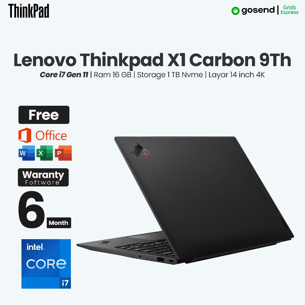 Laptop Lenovo Thinkpad X1 Carbon 9Th Core i7 Gen 11 Ram 16 GB SSD 1 TB Layar 14 Inch 4K