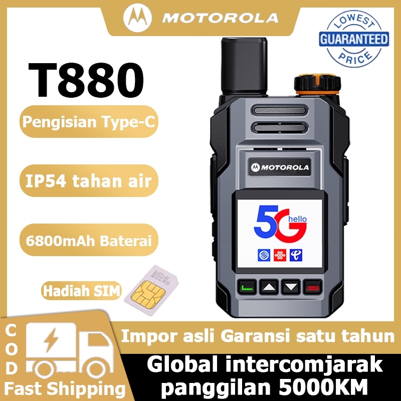 [SIM gratis selama 1 tahun] HT POC Walkie Talkie T880 Global 5G/WiFi 5000KM Jarak jauh Obrolan Grup 