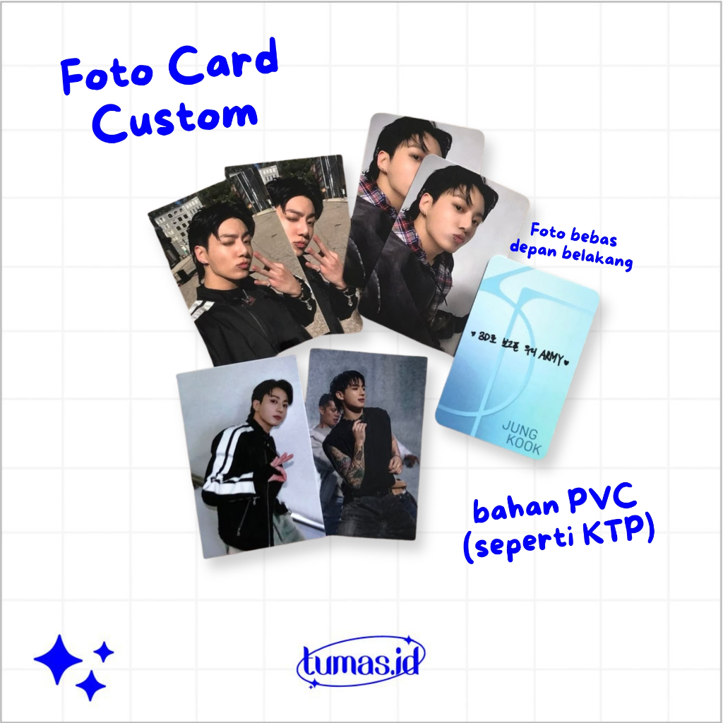 Tumas.id, cetak foto card custom, depan belakang foto bebas, dengan bahan pvc ,bahan seperti ktp teb