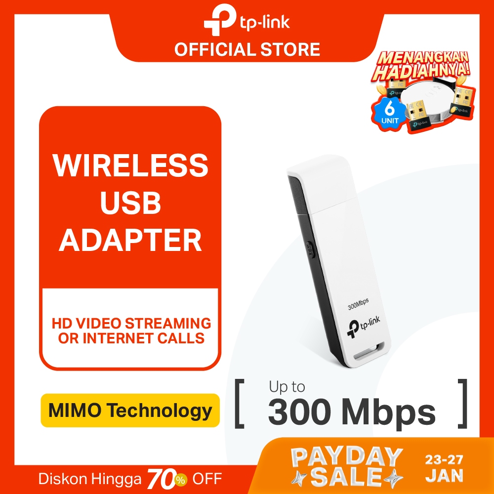 TP-Link TL-WN821N | 300Mbps Wireless N Adapter | WiFi Receiver | Dongle | WPS | PC Laptop Desktop