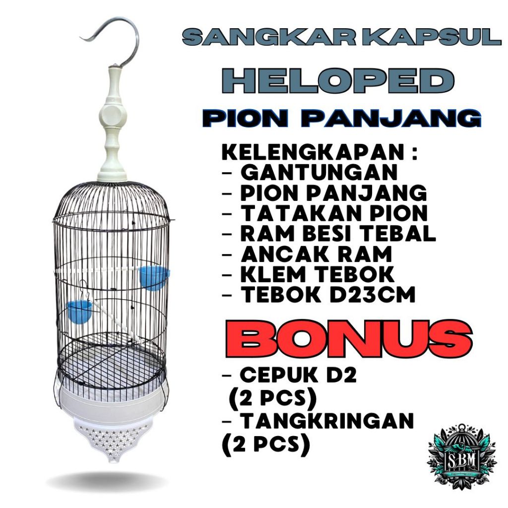 SANGKAR HELOPET PION PANJANG/ SANGKAR PLECI D23CM