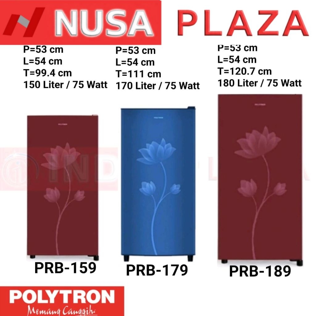KULKAS POLYTRON 1 PINTU PRB-159 / 179 / 189 (KHUSUS MEDAN)