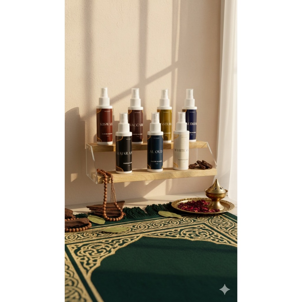 Kafa Parfum Pewangi Sajadah Spray 100ml | Aroma Kiswah Black Arab Kasturi Al Oud White Oud | Tahan L