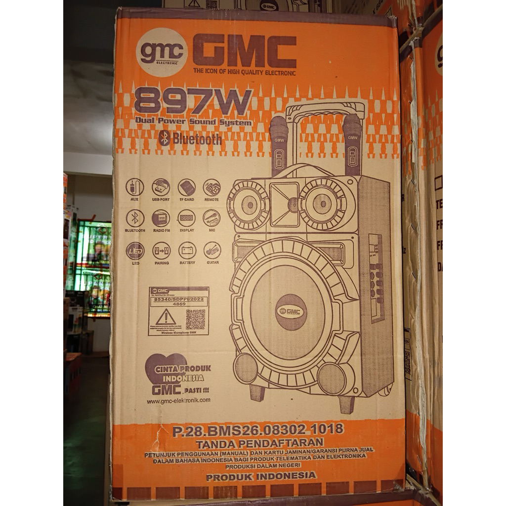 GMC Speaker Aktif Bluetooth 897W Dual Power Sound System + 2 Wireless Mic