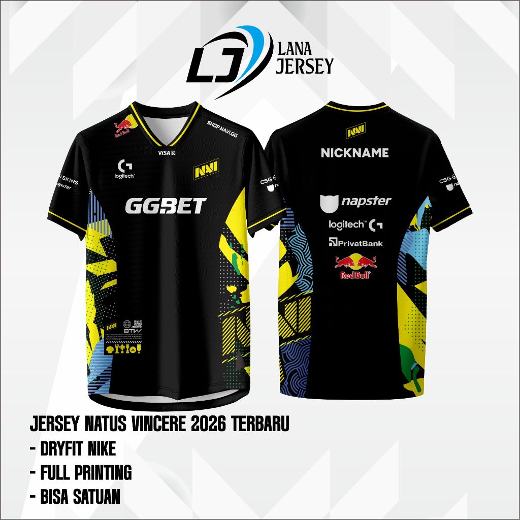 JERSEY NAVI NATUS VINCERE 2026 TERBARU GAME DOTA 2 CSGO VALORANT LOL (FREE CUSTOM NICKNAME)