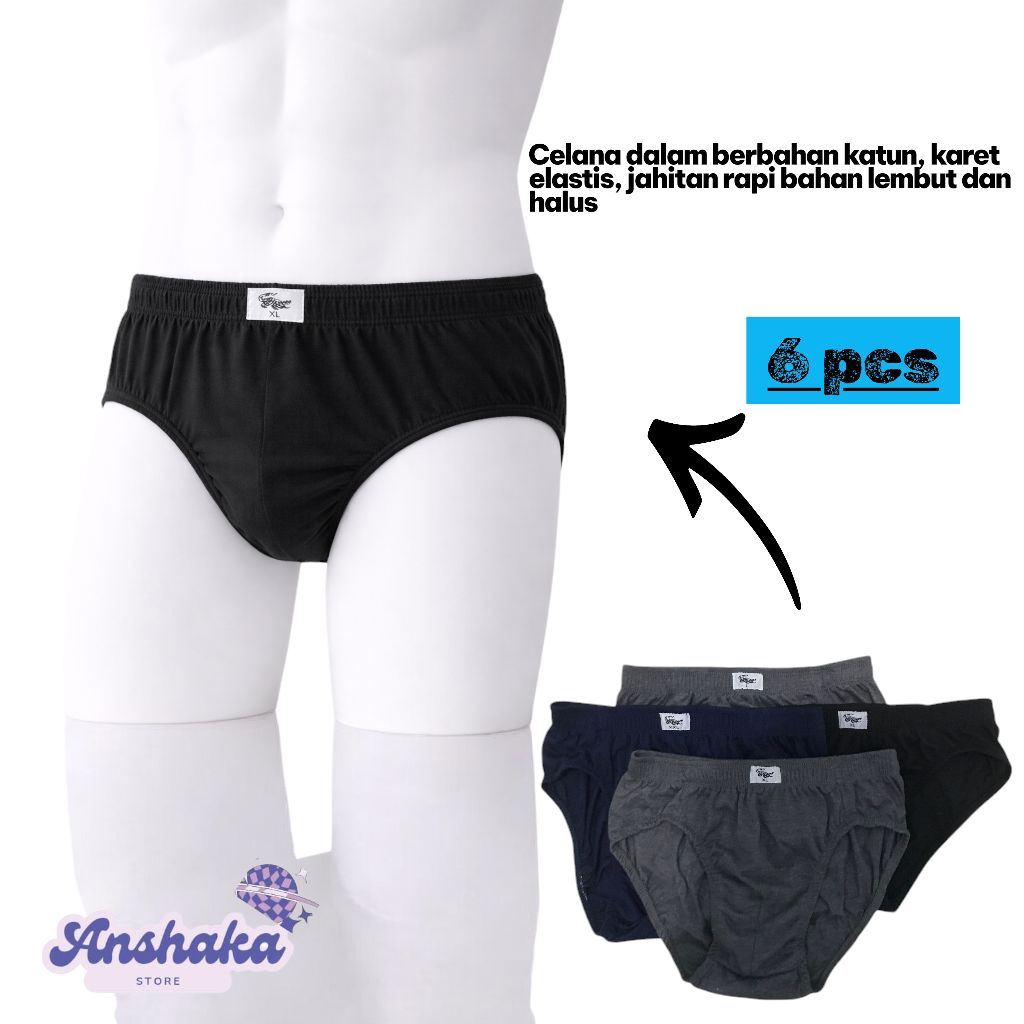 celana dalam pria katun premium 6 pcs