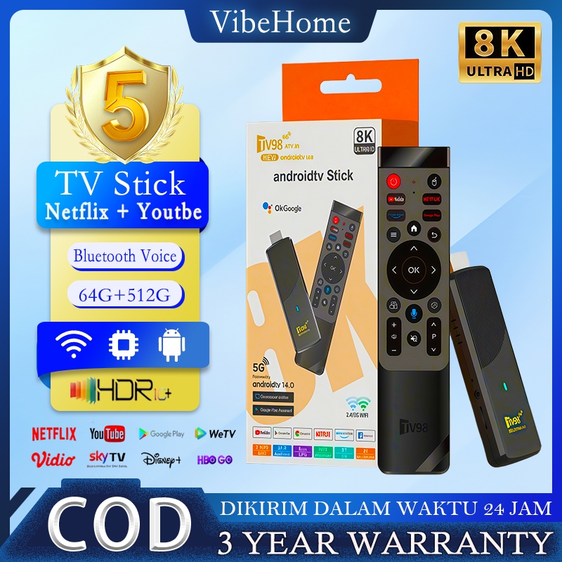 Android TV Stick 8K HD 64GB Ram 512GB  Netflix/YouTube Smart Tv Box Unlock Tv Box Smart Set Top stic