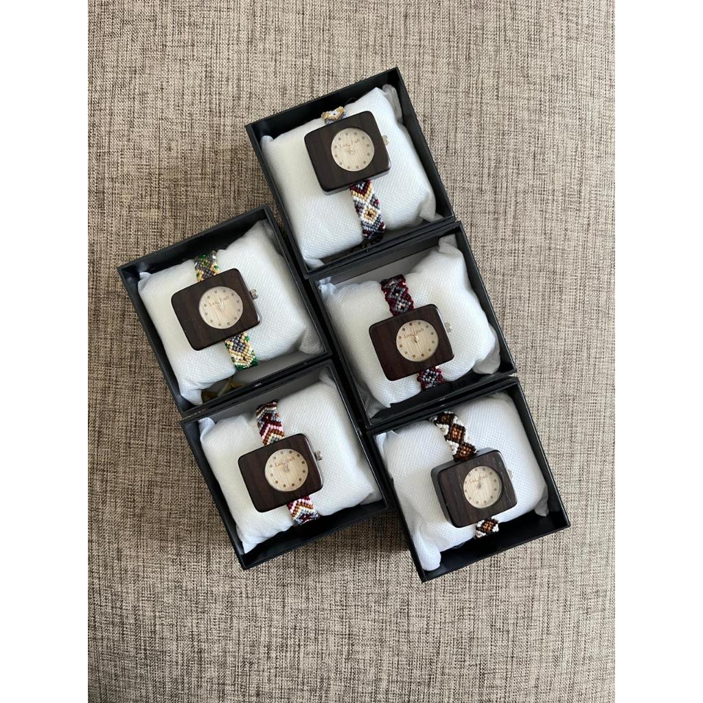 ARUNIKA Jam Tangan Kayu Jam Tangan Tali Rajut Pria dan Wanita