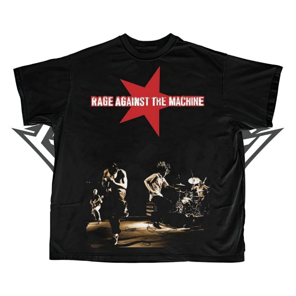 (A2 Print) Glatosphere "RATM" Oversized T-Shirt | Black | Kaos Oversize | Vintage | Atasan | Rage Ag