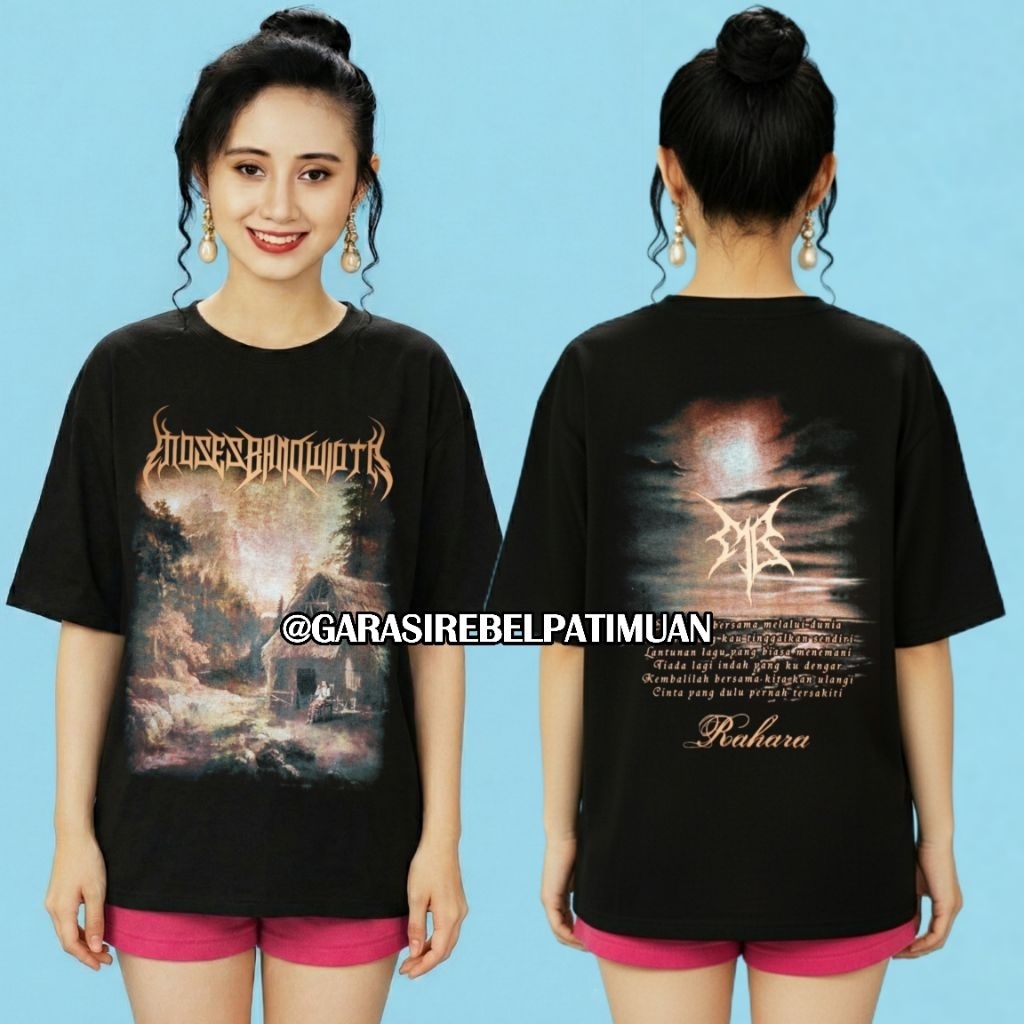 TSHIRT MOSES BANDWITH RAHARA x garasi rebel distro xtab baju metal KAOS GOTHIC METAL ORIGINAL MERCH