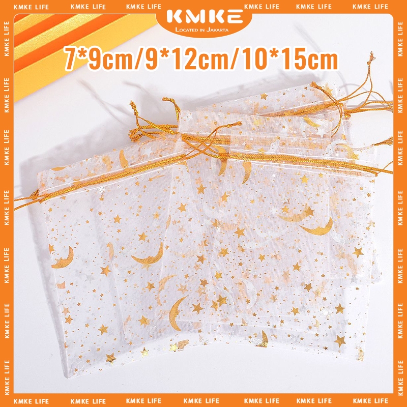 Kantong Kantong Serut Organza Transparan Drawstring Pouch