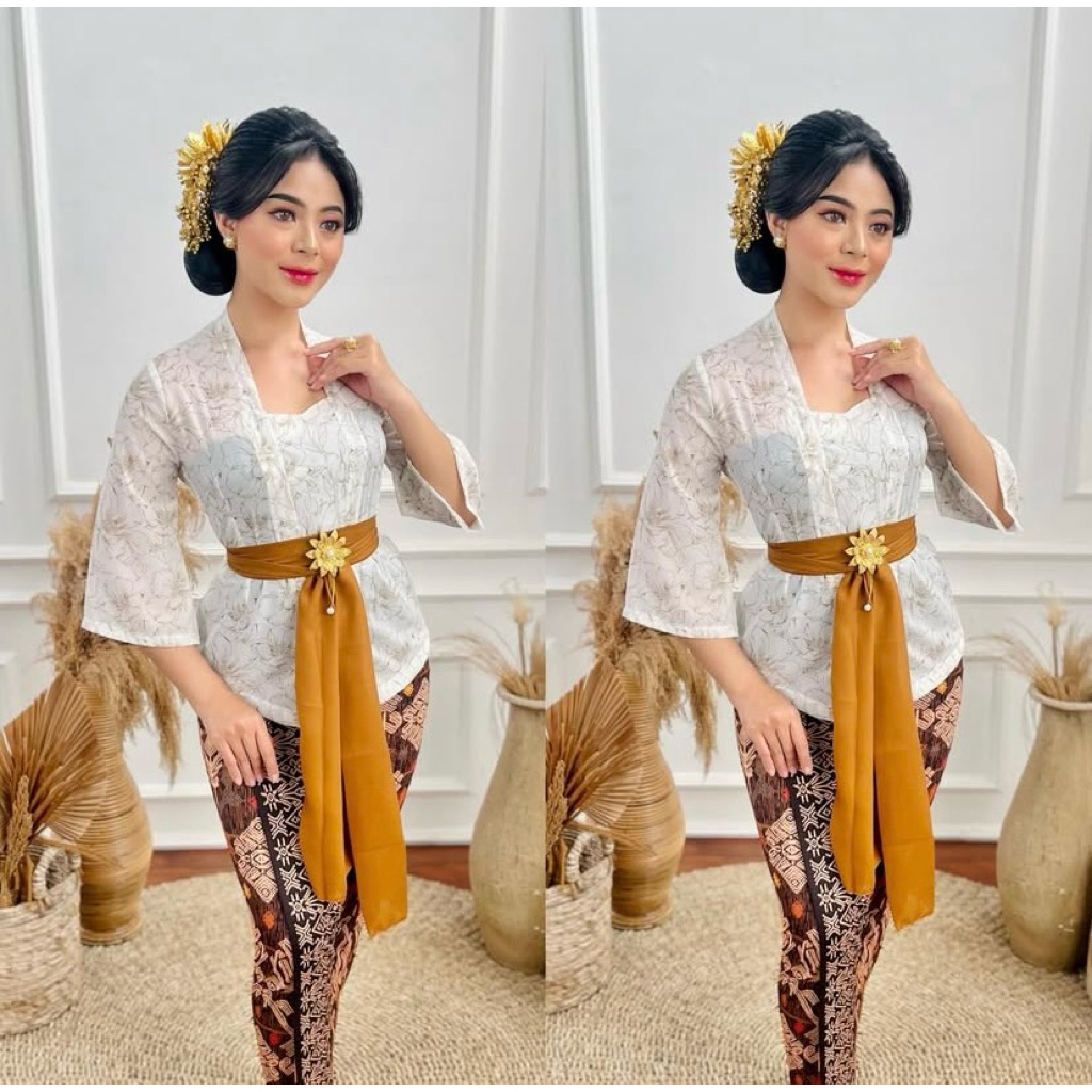 Kebaya Bali Lukis /Kebaya Sifon bunga/Kebaya Lengan Lonceng