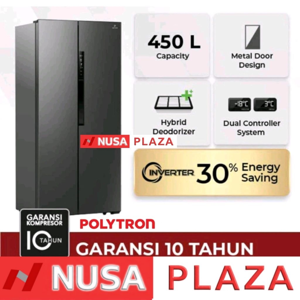 KULKAS POLYTRON SIDE BY SIDE PRS-455S (KHUSUS MEDAN)