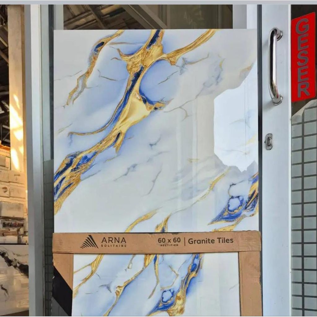Granit lantai Arna 60x60 Cannisa  Blue gold Glossy kw1