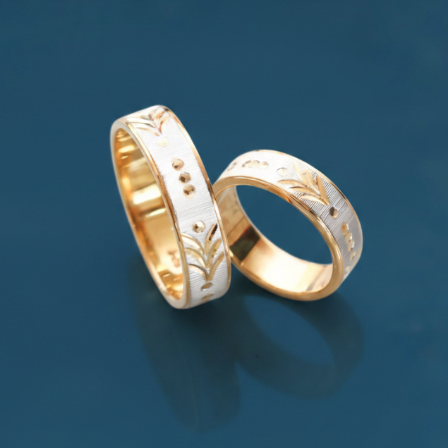 Yuke Jewelry - Cincin Kawin/Couple Bahan Perak - Emas - Palladium - Platinum with Gold Glossy