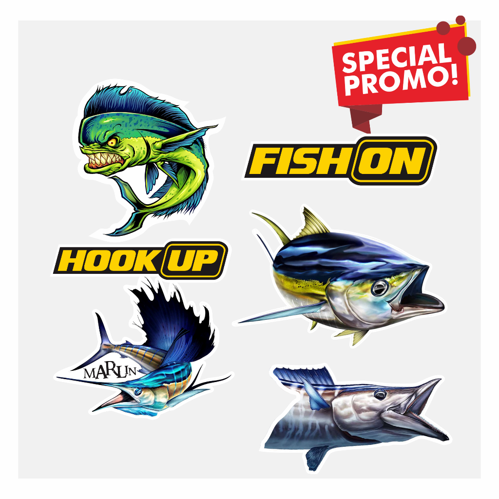 Stiker Mancing Premium Anti Air | Sticker Pancing Brand Merk Tackle Box Kotak Lure Popper Metal Jig