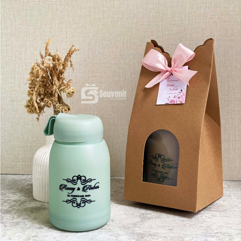 Souvenir pernikahan Tumble Rabbit Kemasan Box Pita Free Sablon Souvenir Nikah Souvenir Botol