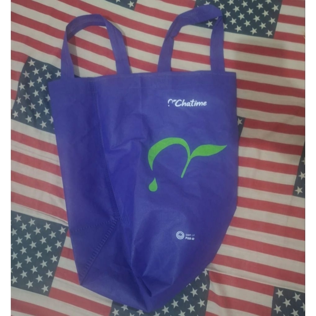 tas kain spunbund chatime,  ungu, ori, kuat.