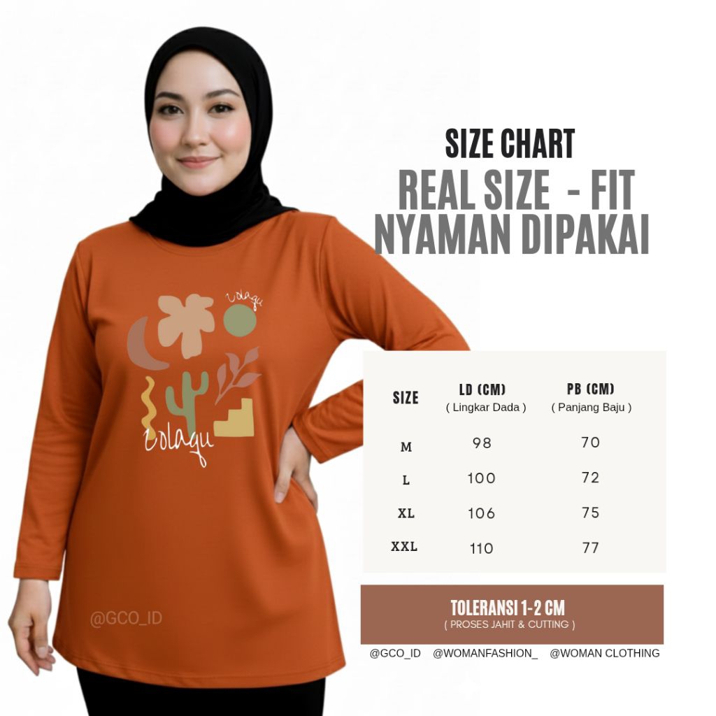 Kaos Harian Aman Zolaqu Original 2026 Daily Wear ZLQ Oren Lengan Panjang Jumbo Katun 24s Tebal Adem